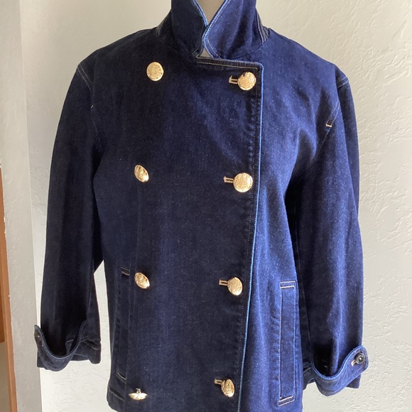 Vintage Ralph Lauren (Lauren Jeans Co) Dark Wash Gold Button Front Denim Jacket